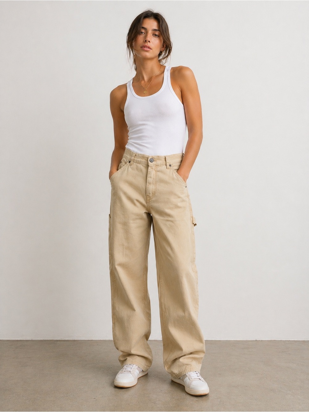 KUWALLA Women’s Cream Carpenter jeans sizes 32” waist NWT